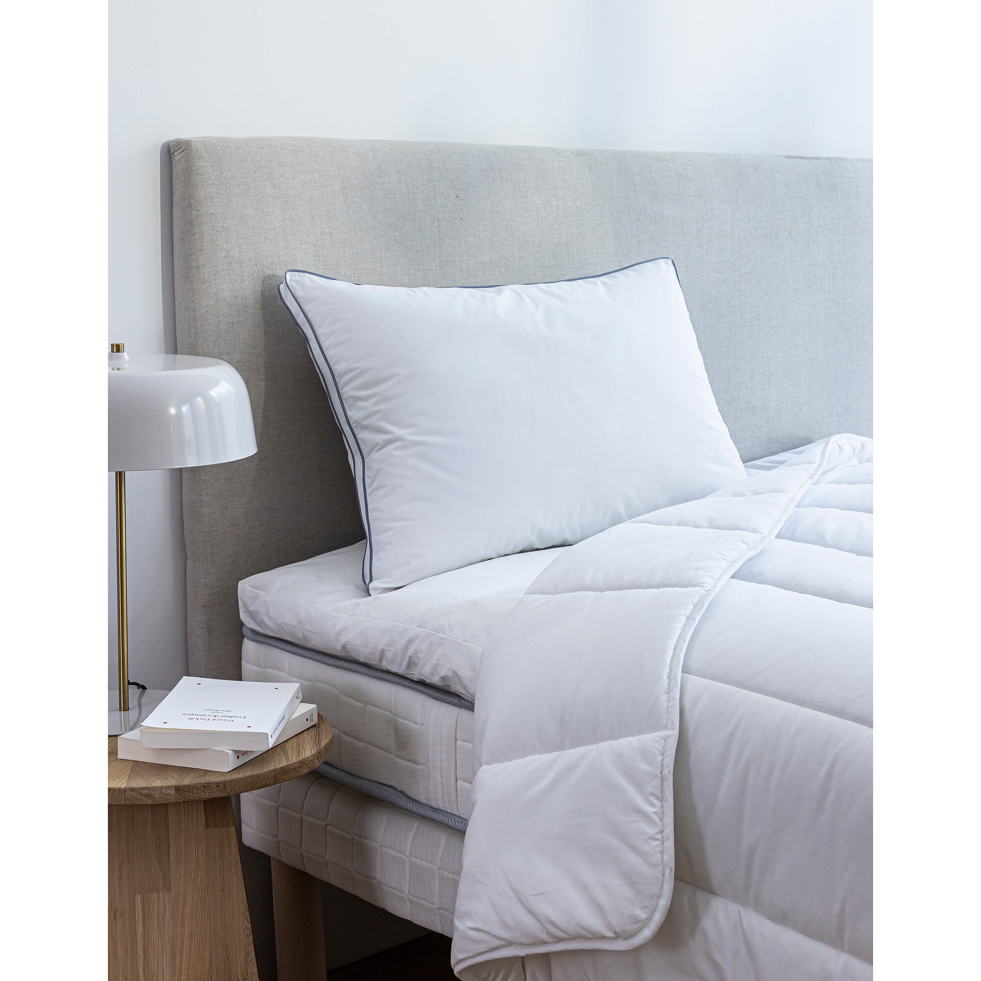 Oreiller percale coton microgel moelleux