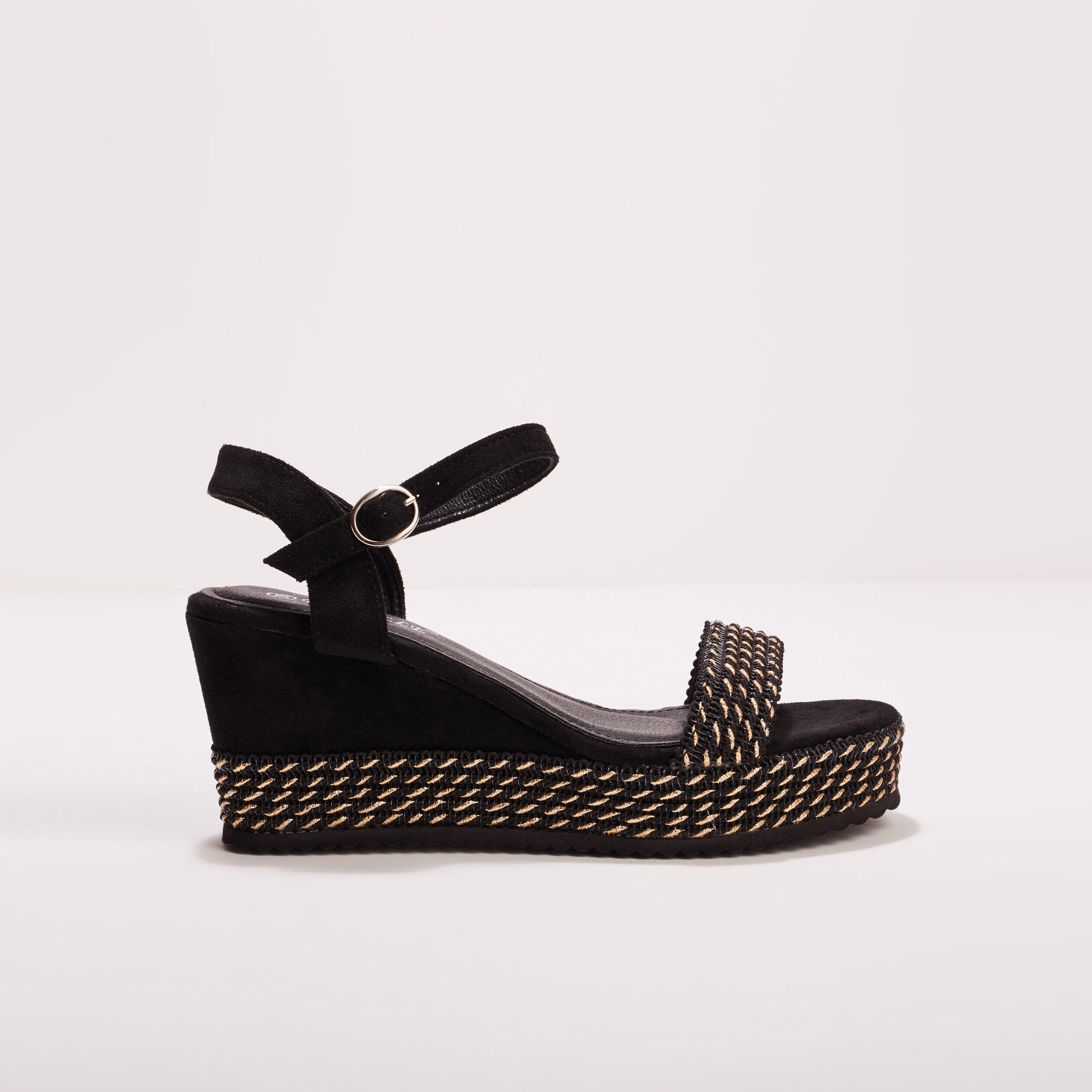 Sandales compensées noir femme | Cache Cache