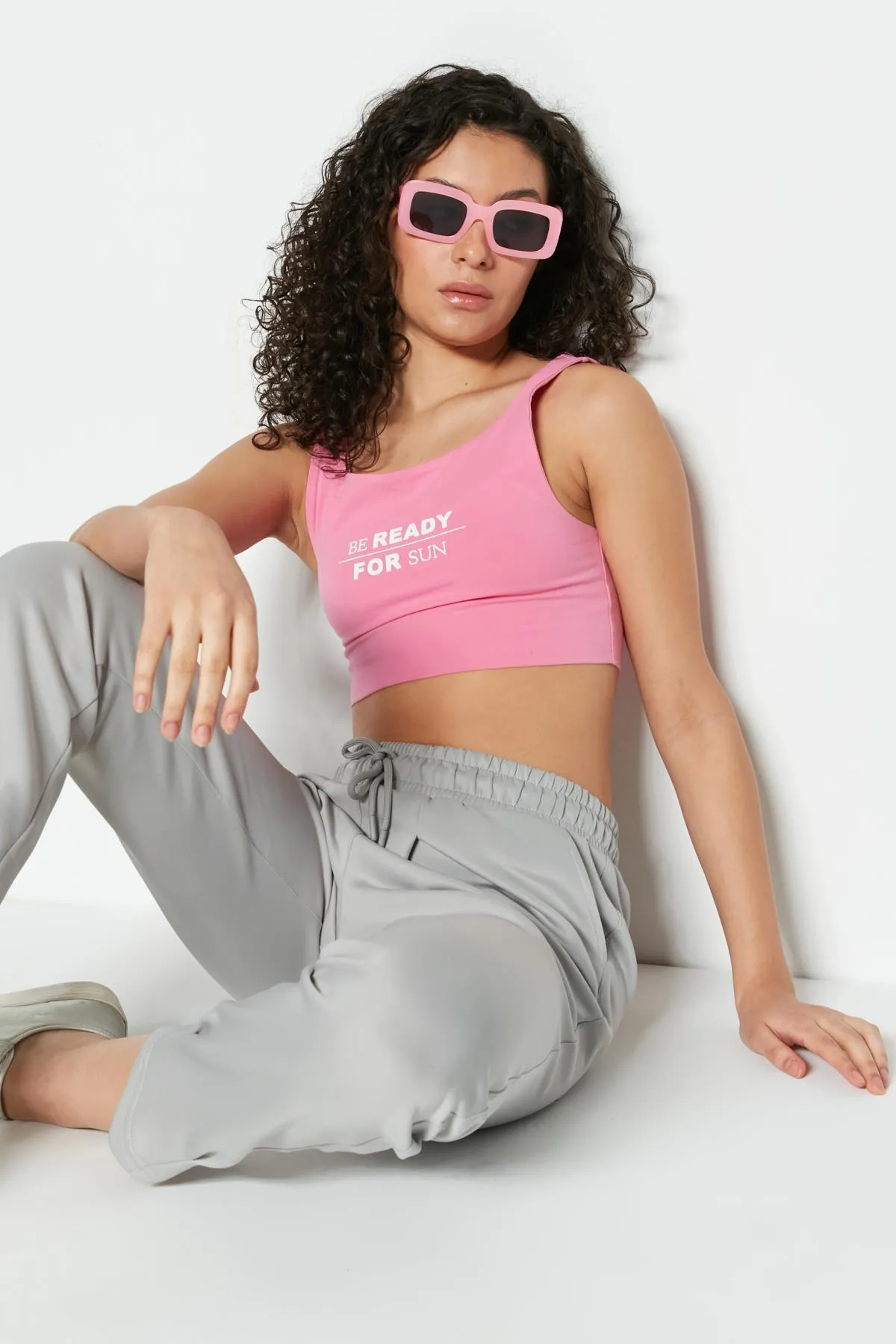 C&City  Jogginghose mit Falten an Taille und Bein 810 Grau