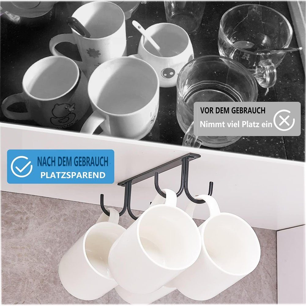 Sarfly Gläserhalter Tassenhalter unter dem Schrank, Kaffeetassenhalter mit Schrauben (3 St), 12 Tassenhaken unter dem Regal, Trockenhaken