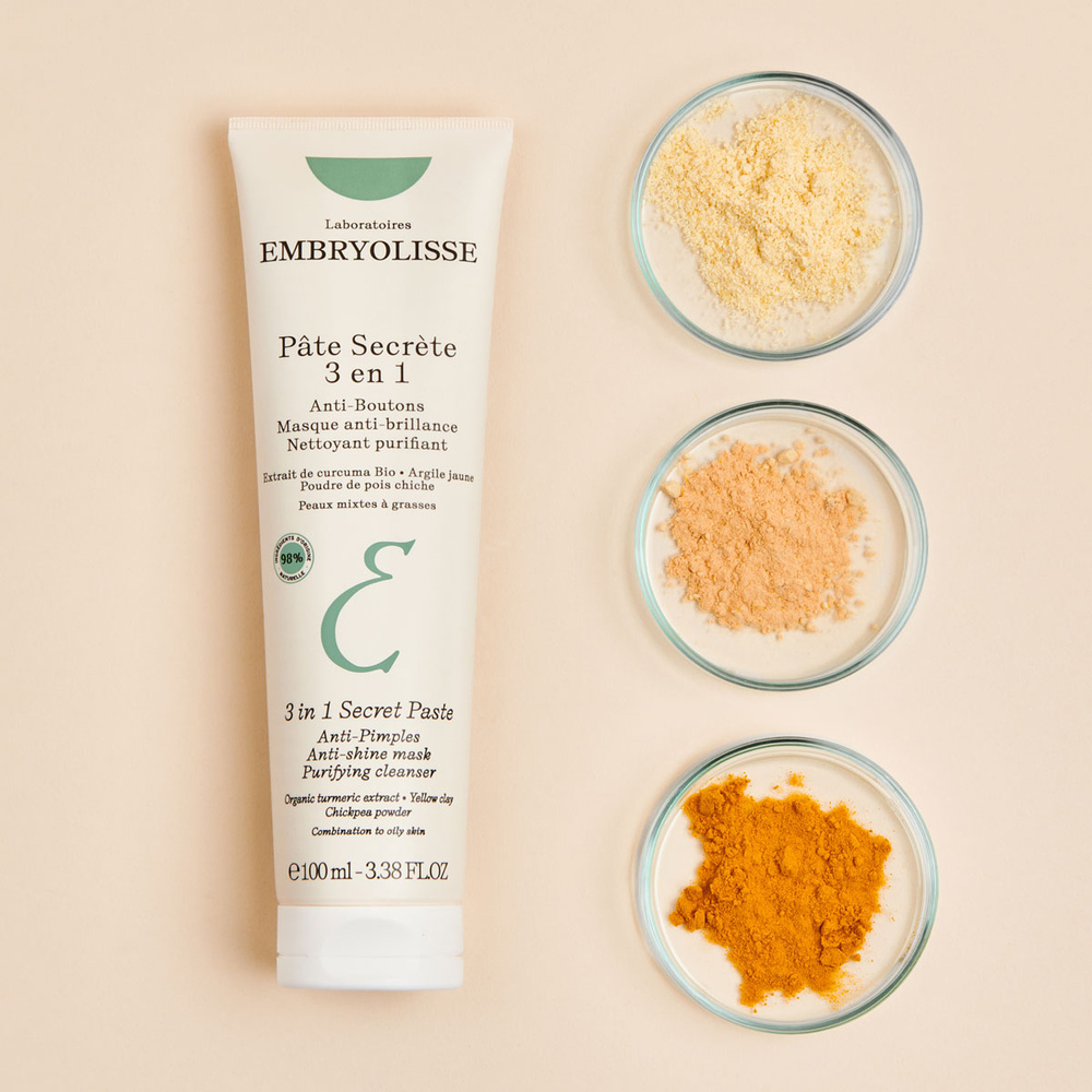 embryolisse Pâte Secrète Soin 3 en 1 anti-bouton, masque anti-brillance, nettoyant purifiant