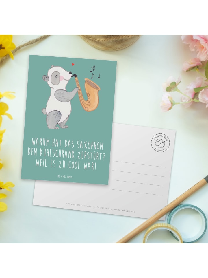 Mr. & Mrs. Panda Postkarte Saxophon Kühlschrank mit Spruch in Meeresbrise günstig kaufen onesize
