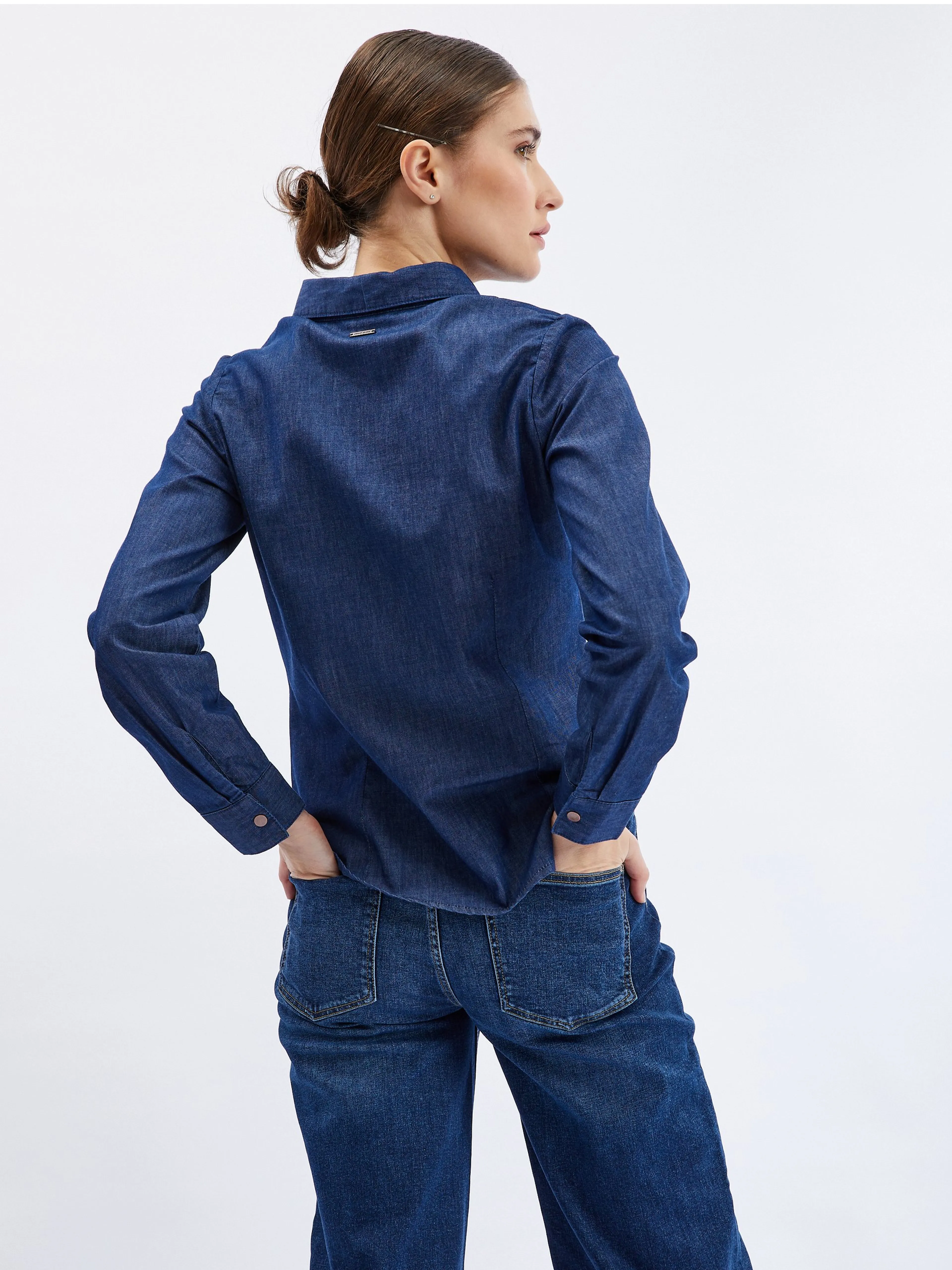 Dunkelblaues Damen-Denim-Shirt ORSAY