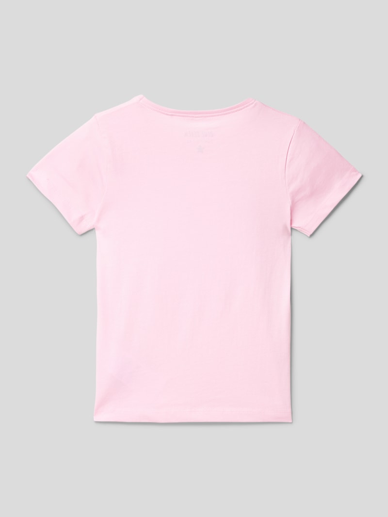 T-Shirt mit Paillettenbesatz in pink