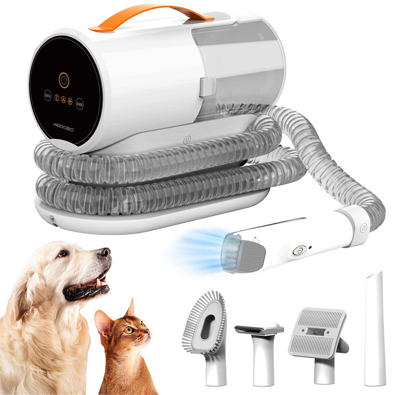 AIRROBO Hundeschermaschine Tierhaarentferner, für viele Haustiere geeignet, 5-in-1, Schlauch abnehmbar