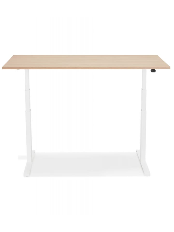 KADIMA DESIGN Elektrischer Sitz-Steh-Schreibtisch aus Holz und Metall | Modern in Beige-Weiß günstig kaufen