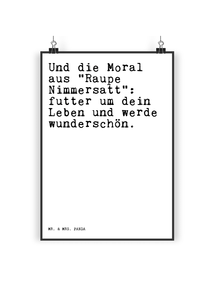 Mr. & Mrs. Panda Poster Und die Moral aus... mit Spruch in Weiß günstig kaufen