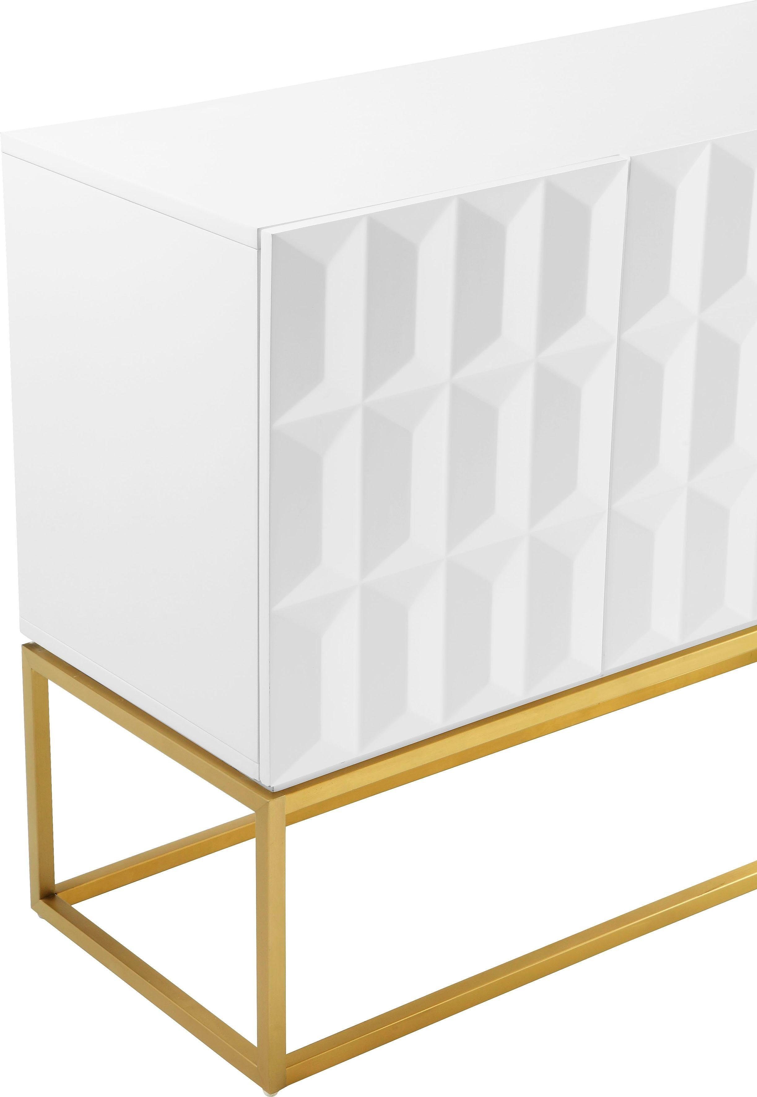 Leonique Sideboard Alais, in 3D-Optik, mit viel Stauraum und goldfarbenem Metallgestell