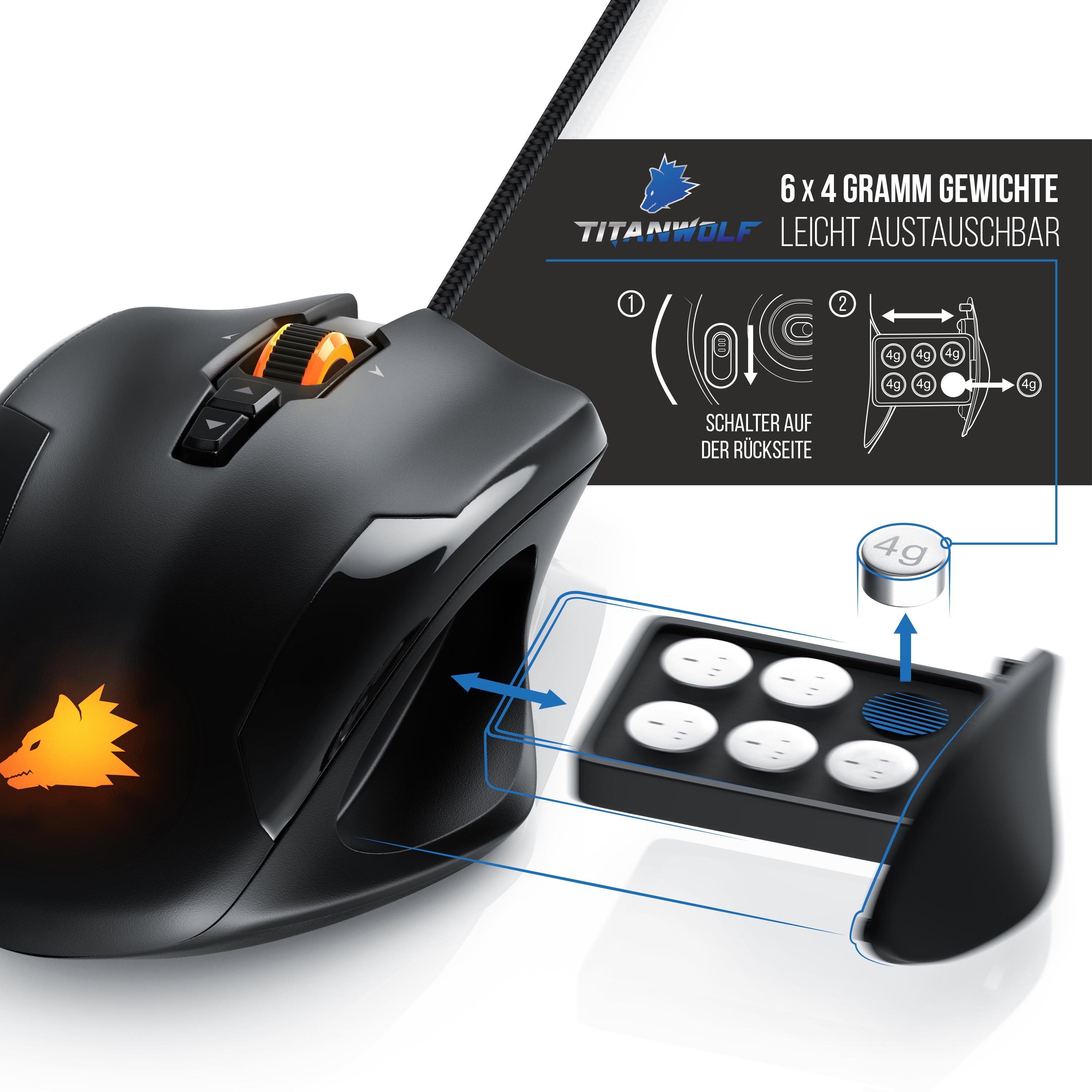 Titanwolf Tastatur-, Maus- und Mauspad-Set, (Spar-Set, 3 St), Mechanisches Keyboard, Mouse & Mousepad Gaming Bundle