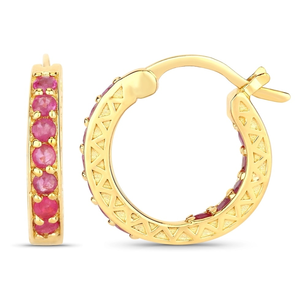 Rafaela Donata Boucles doreilles Argent sterling Rubis en Or jaune Bijoux