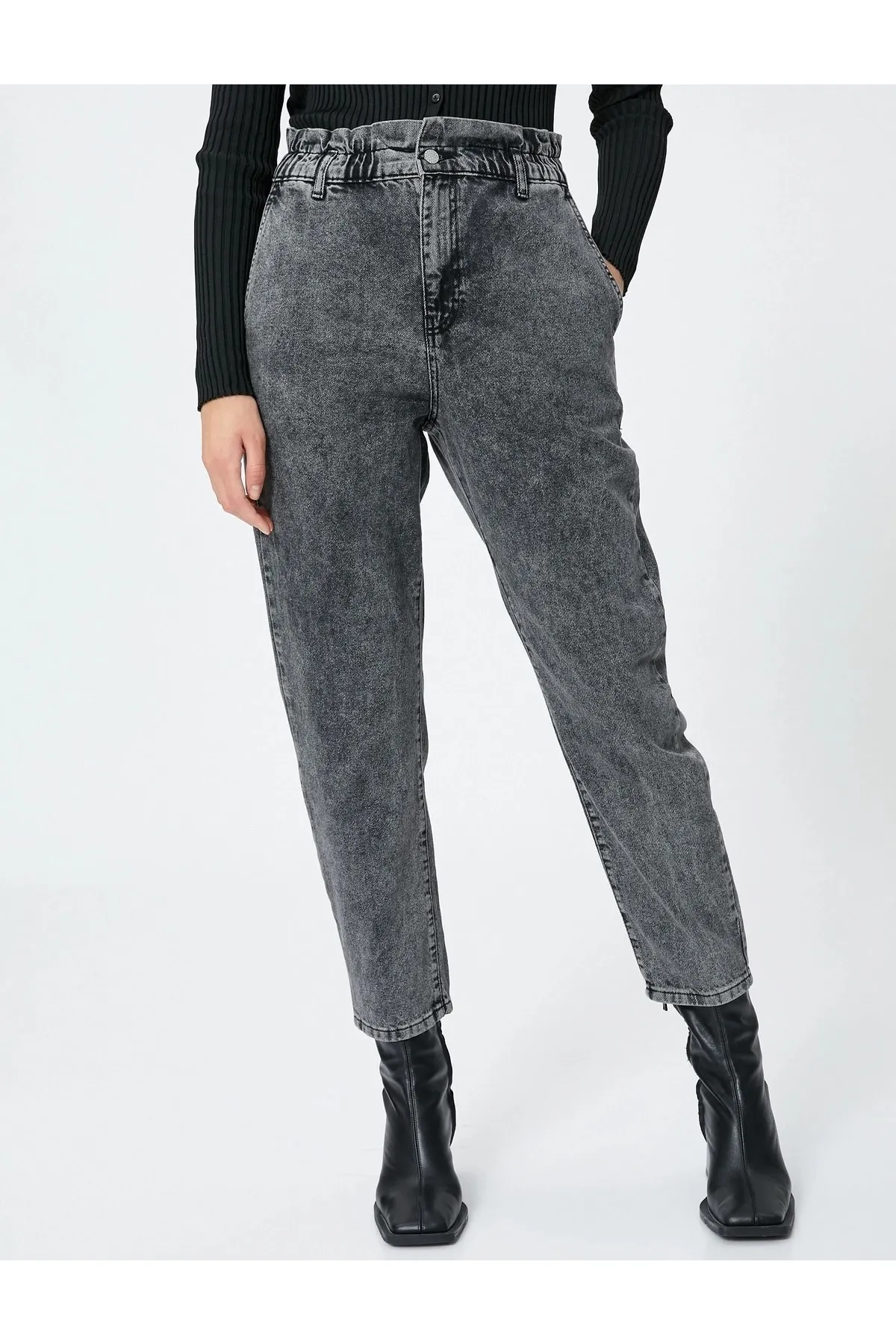 Koton  Jeans mit elastischem Bund, hohe Taille – Baggy-Jeans