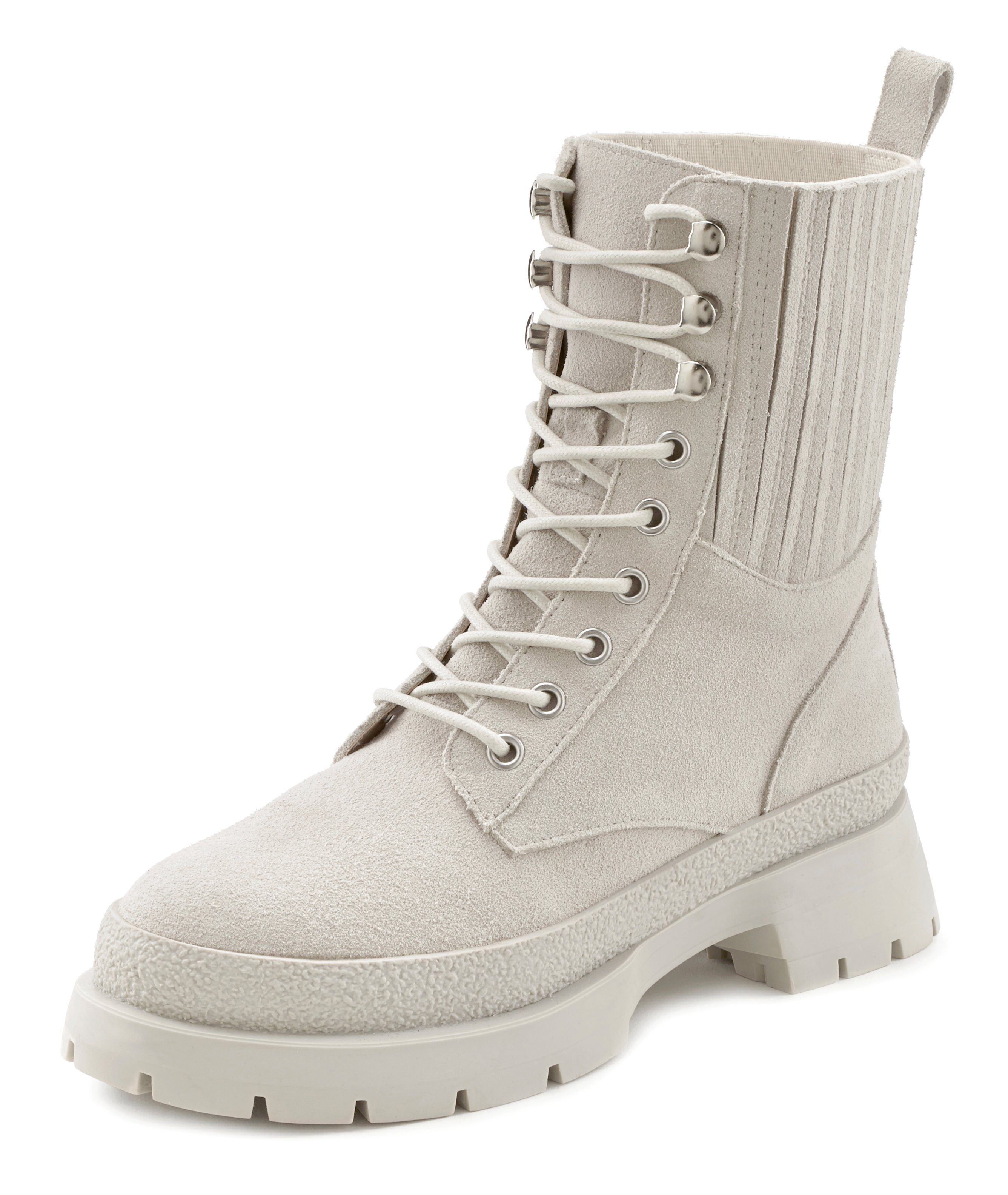 LASCANA Stiefelette, Ankle Boots zum Schnüren aus Leder