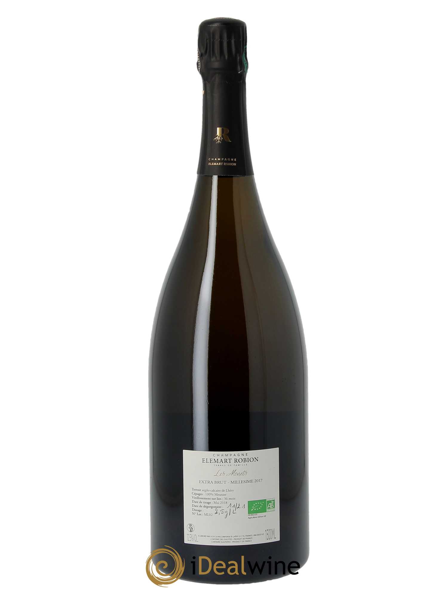 Les Monets Parcellaire Extra Brut Elemart Robion  2017 - Lot de 1 Magnum