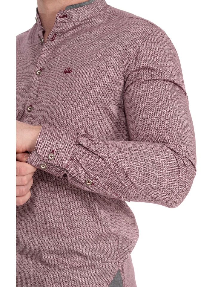 Spieth & Wensky Stehkragenhemd DORIAN in dunkelrot günstig kaufen 3XL