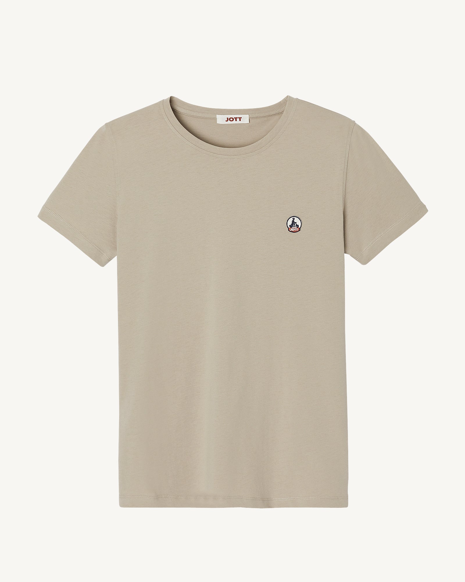 T-shirt à col rond femme en coton biologique Beige Rosas
