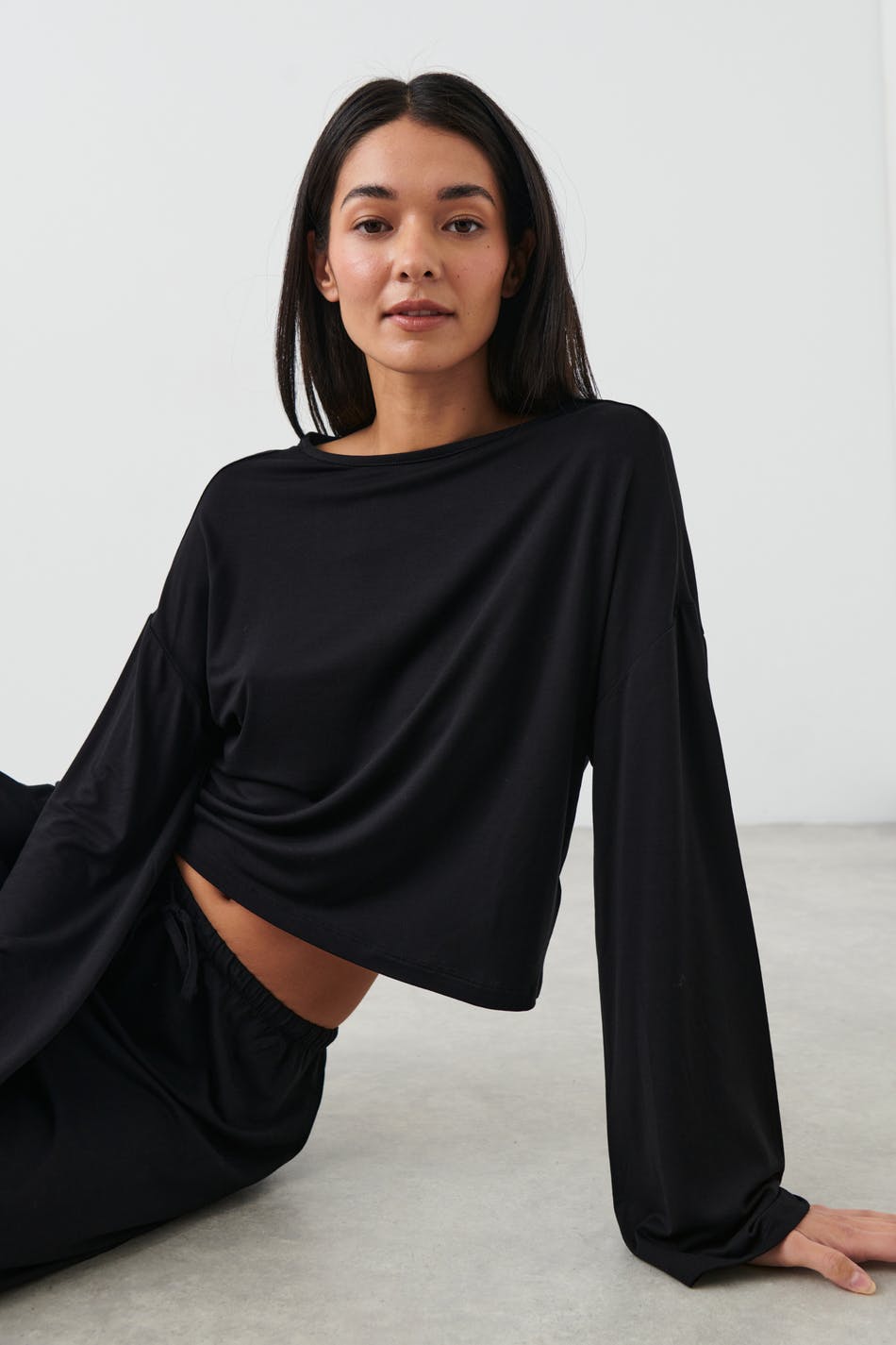 Long flare sleeve top