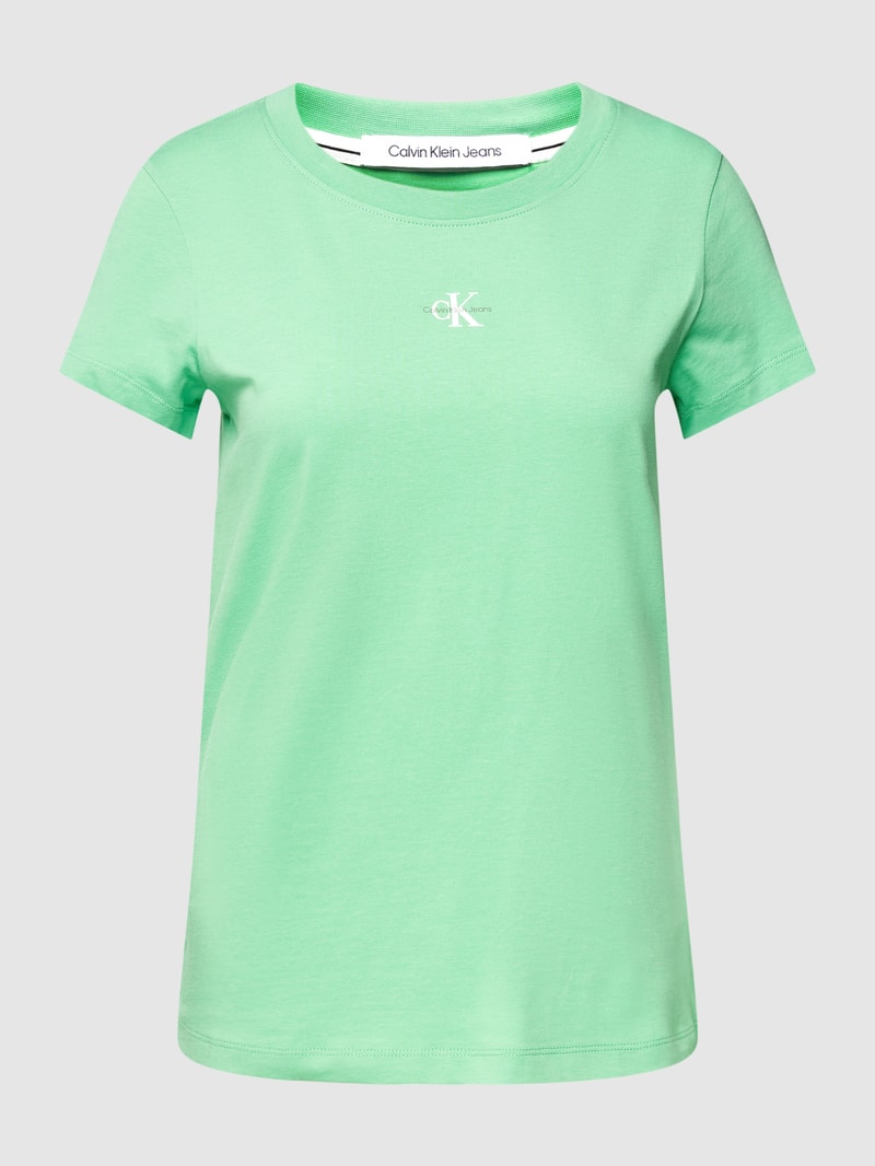 T-Shirt mit Label-Print Modell 'MICRO MONOLOGO' in grün