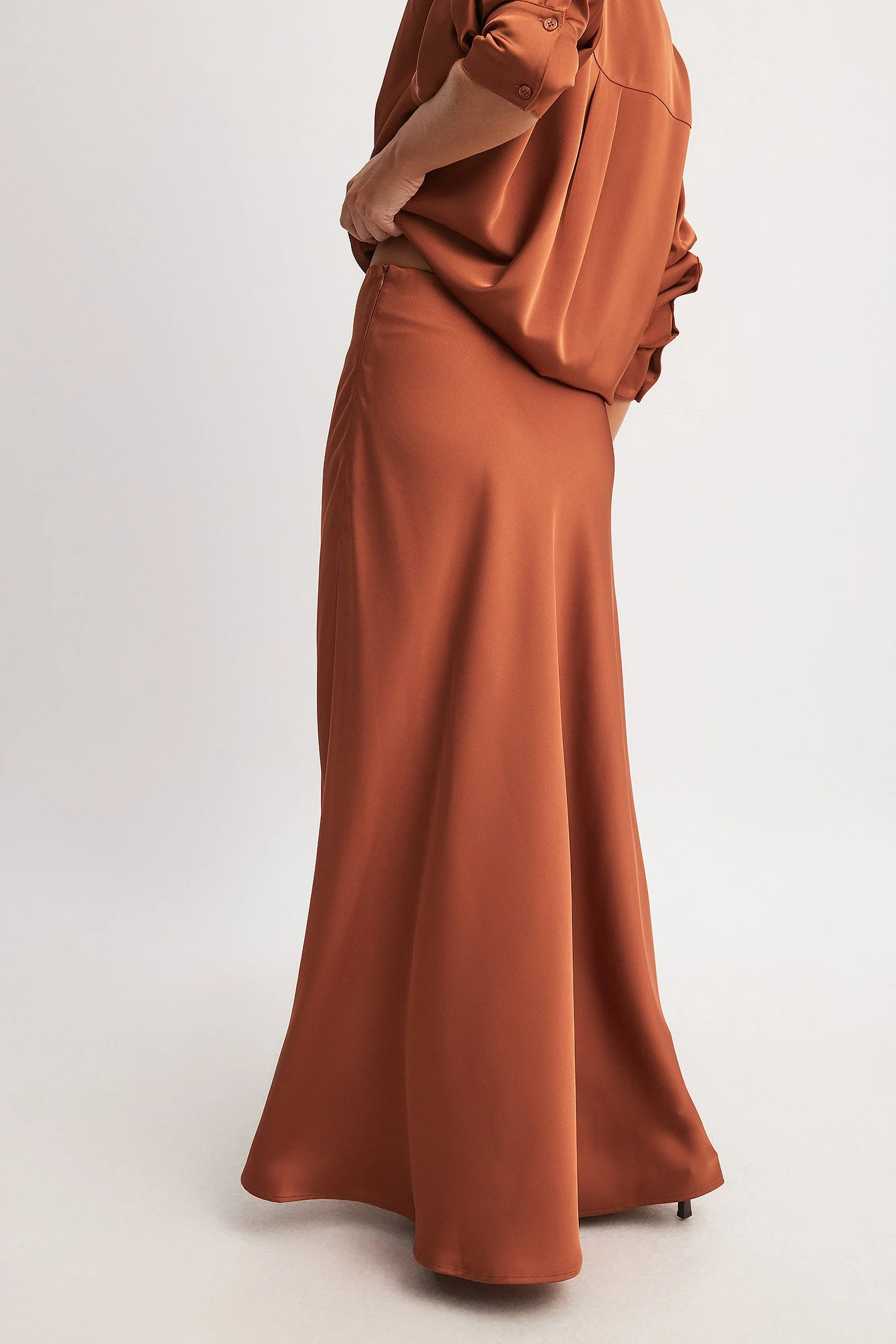 Maxi Mid Waist Satin Skirt
