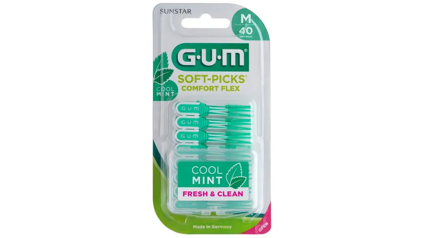 GUM® SOFT-PICKS® COMFORT FLEX Medium cool mint mit Reiseetui