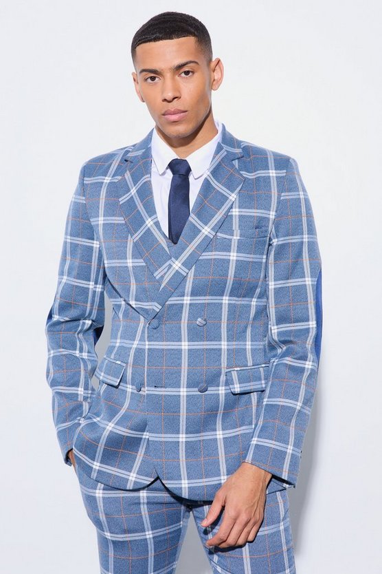 Karierter Blazer mit Fischgrätenmuster