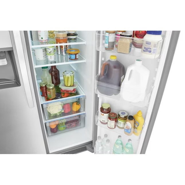 Frigidaire 25.6-cu ft Side-by-Side Refrigerator with Ice Maker (Fingerprint Resistant Stainless Steel) ENERGY STAR