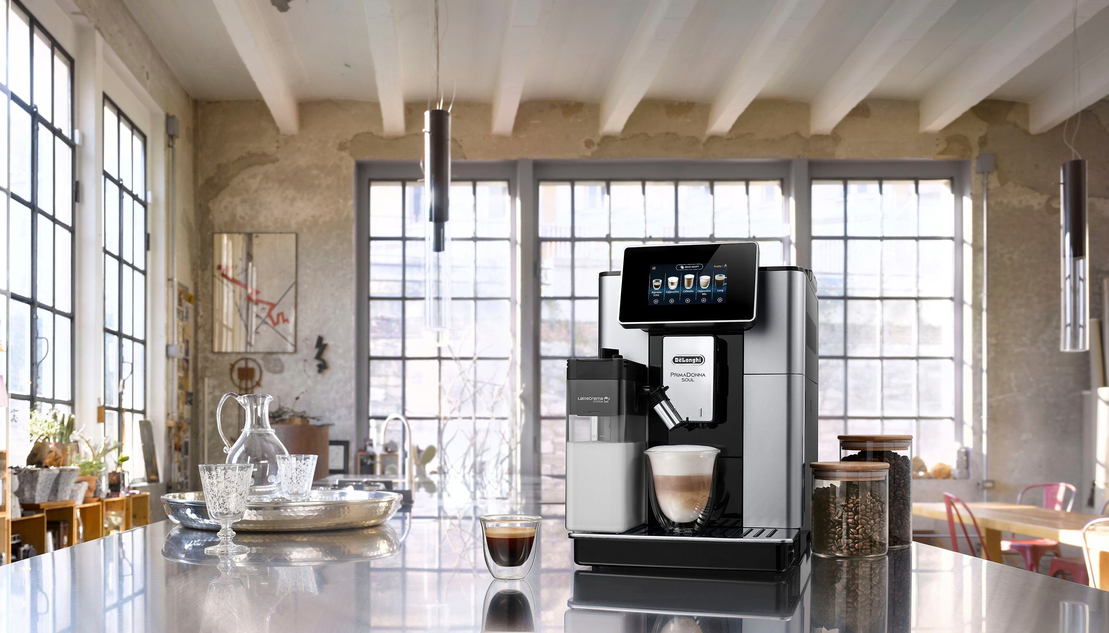 De'Longhi Kaffeevollautomat PrimaDonna Soul ECAM 610.75.MB, inkl. Kaffeekanne im Wert von UVP € 29,99 + Gläser-Set UVP € 46,90