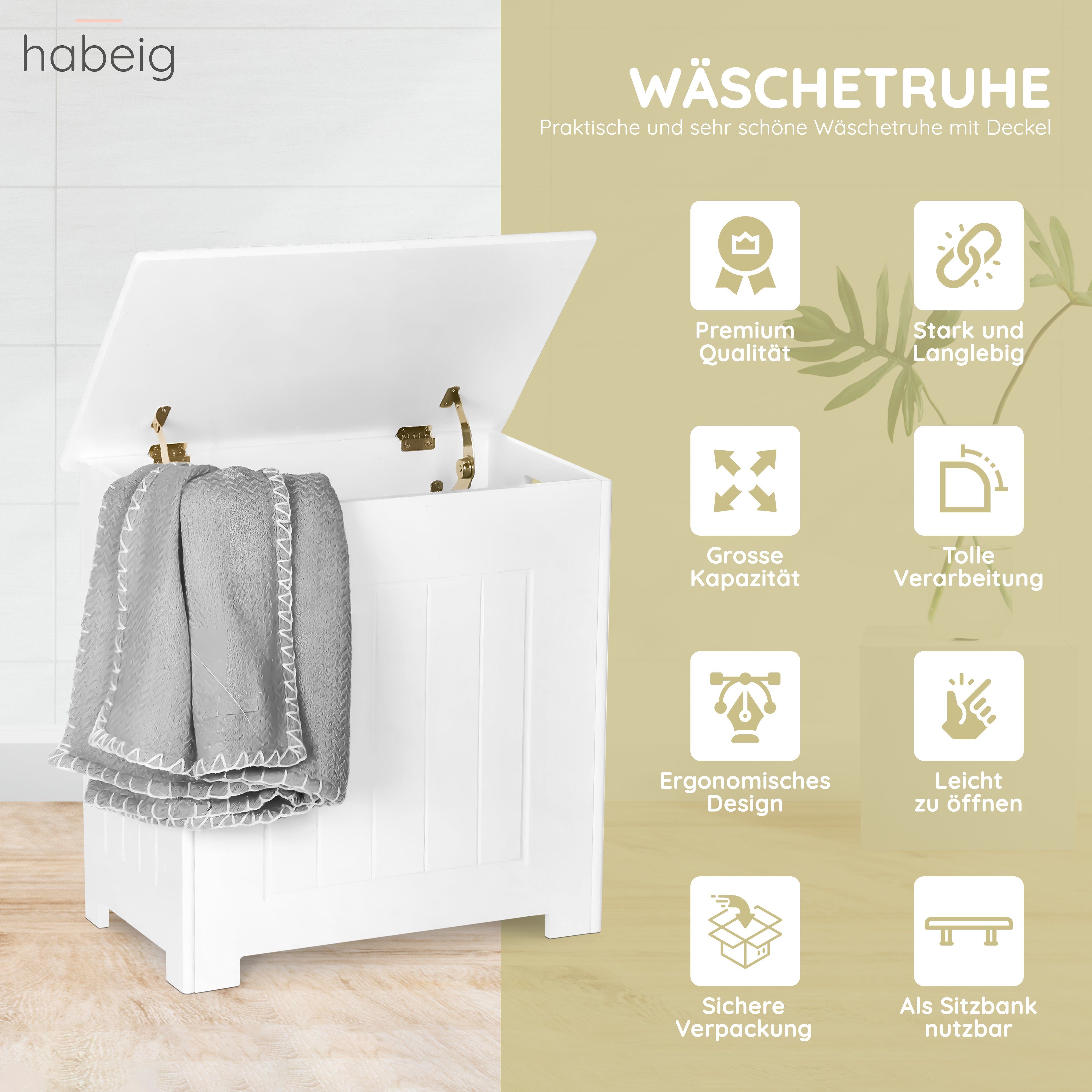 habeig Wäschebox Wäschetruhe Weiss Wäschebox Wäschesack Wäschekiste Wäschekorb