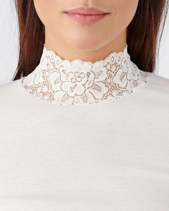 Tee-shirt manches longues orné de dentelle Thermolactyl