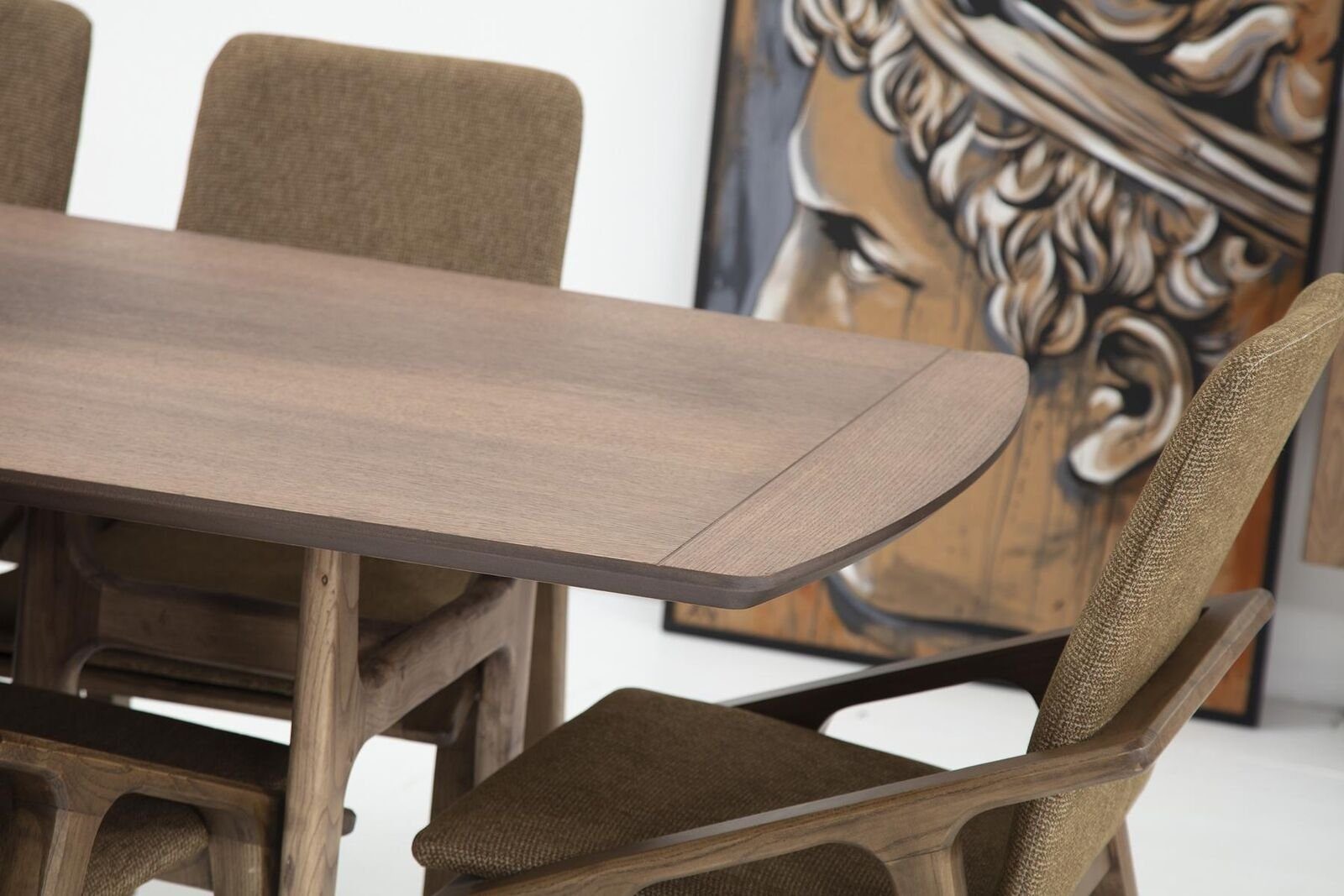 JVmoebel Esszimmer-Set Esszimmer Gruppe Esstisch Stühle Sideboard Tisch Holz Set 8tlg Weiß, (8-St., Esstisch + 6x Stühle + Sideboard), Made in Europa