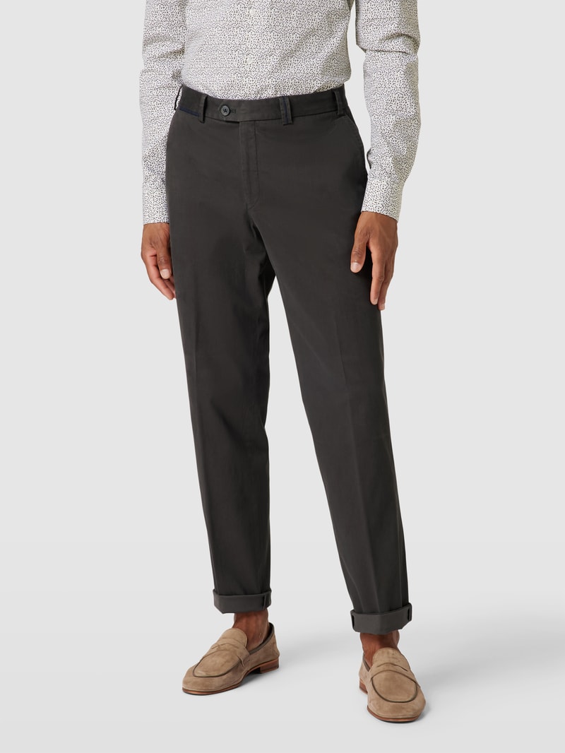 Regular Fit Chino mit Paspeltaschen Modell 'PEAKER' in anthrazit