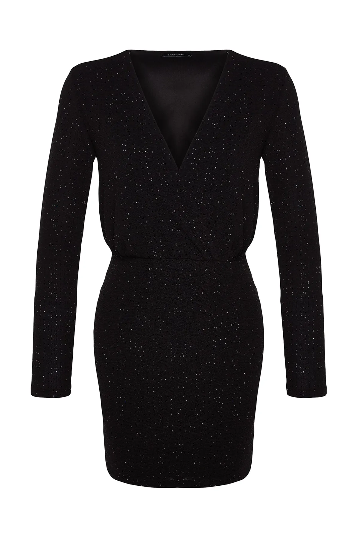 Trendyol Collection  Schwarzes, zweireihiges, gestricktes, glitzerndes, elegantes Abendkleid TPRAW24EL00080