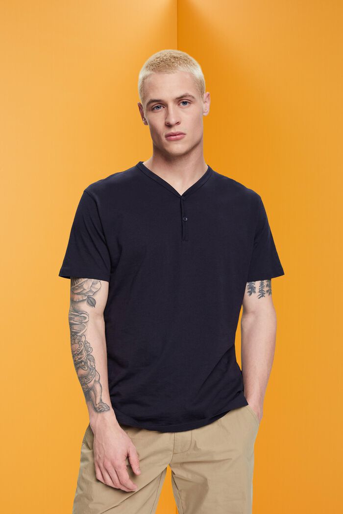 Henley-Shirt aus Slub Jersey