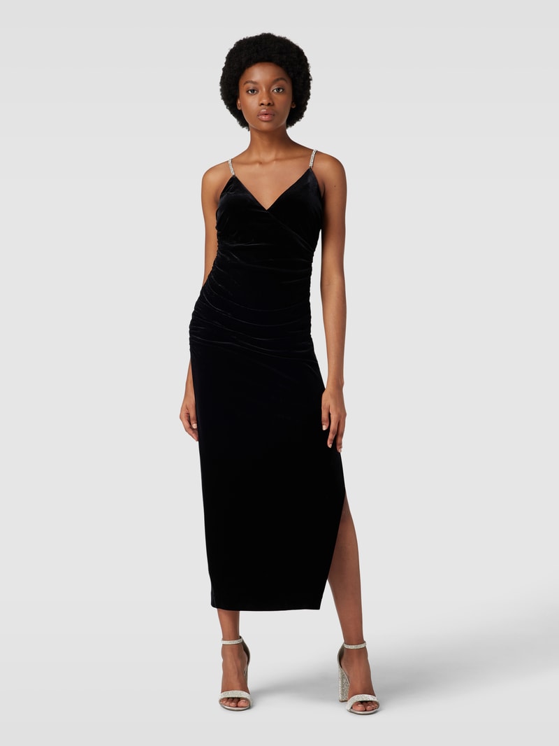 Abendkleid mit V-Ausschnitt in schwarz