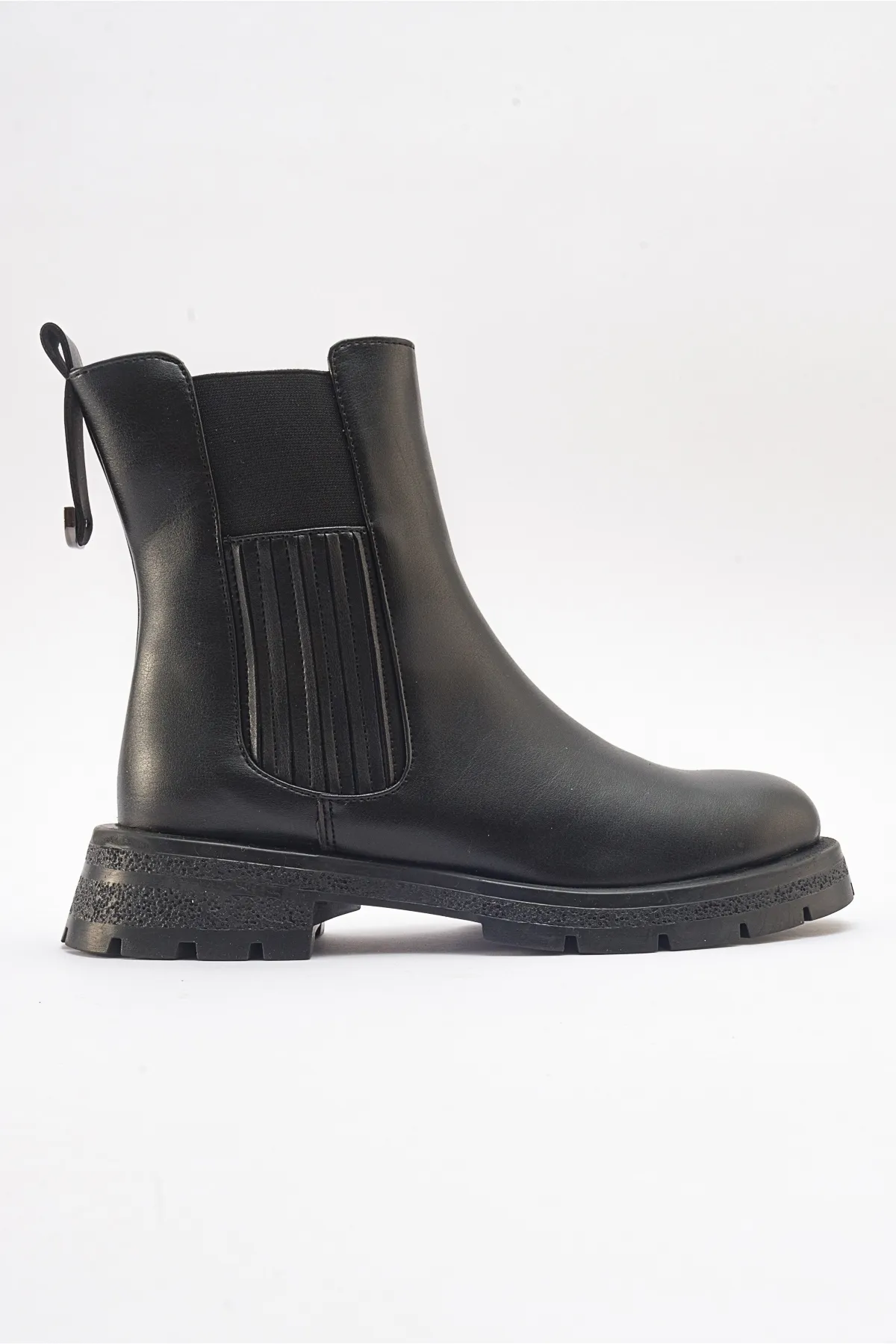 LuviShoes  DENIS Black Skin Elastic Damen-Chelsea-Stiefel