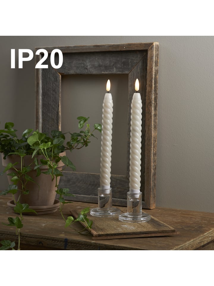 STAR Trading LED Stabkerze Flamme Swirl 4er Set aus Wachs, braun in Braun,Grau günstig kaufen onesize