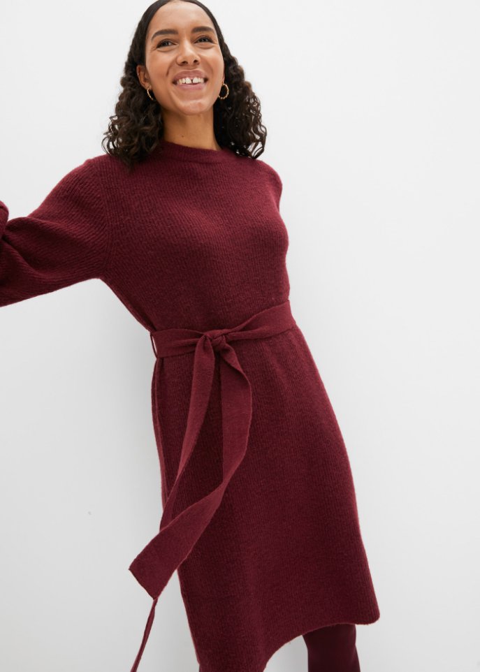 Strickkleid mit Ballonärmeln