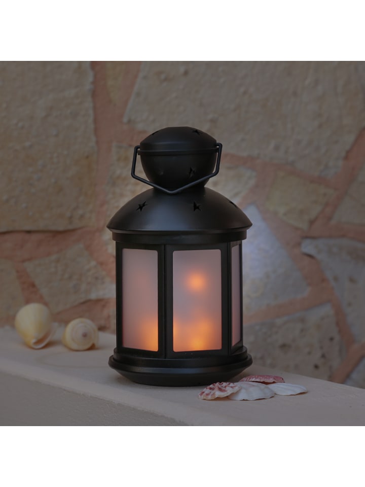 MARELIDA LED Laterne mit Flammeneffekt Batteriebetrieb H: 22cm in schwarz günstig kaufen onesize