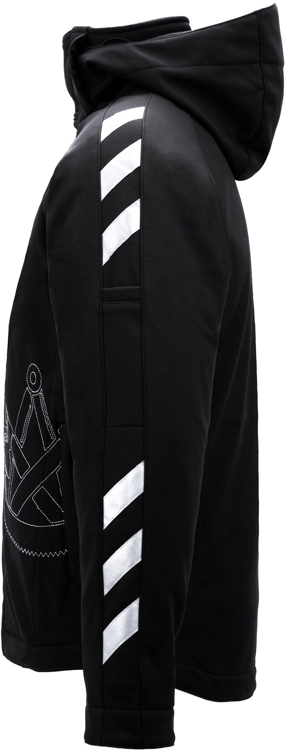 JOB Arbeitsjacke Zimmerer-Winter-Soft Shell Jacke schwarz winddicht, wasserabweisend, Stretch, gefüttert