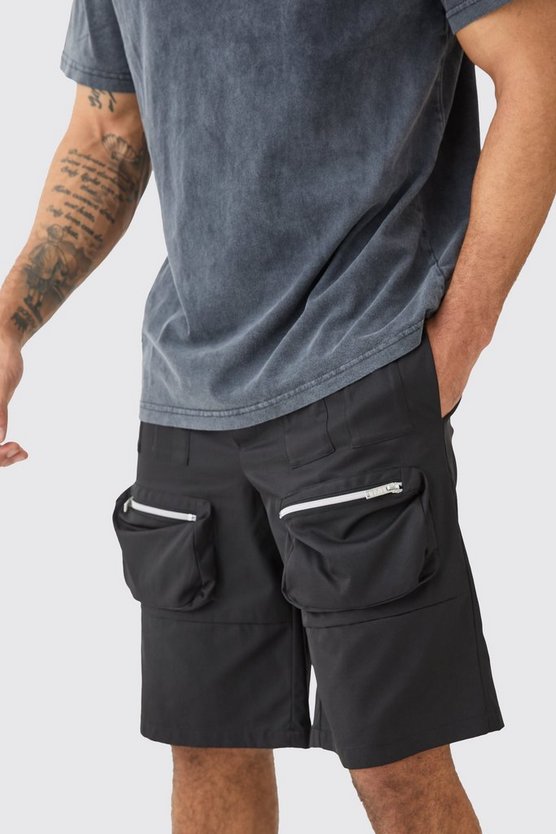 Nylon Cargo-Shorts mit elastischem Bund