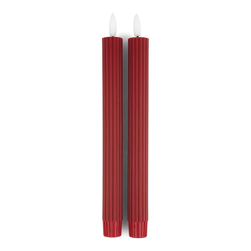 Vie Selected Kronelys 2-pk 24 cm LED rille rød