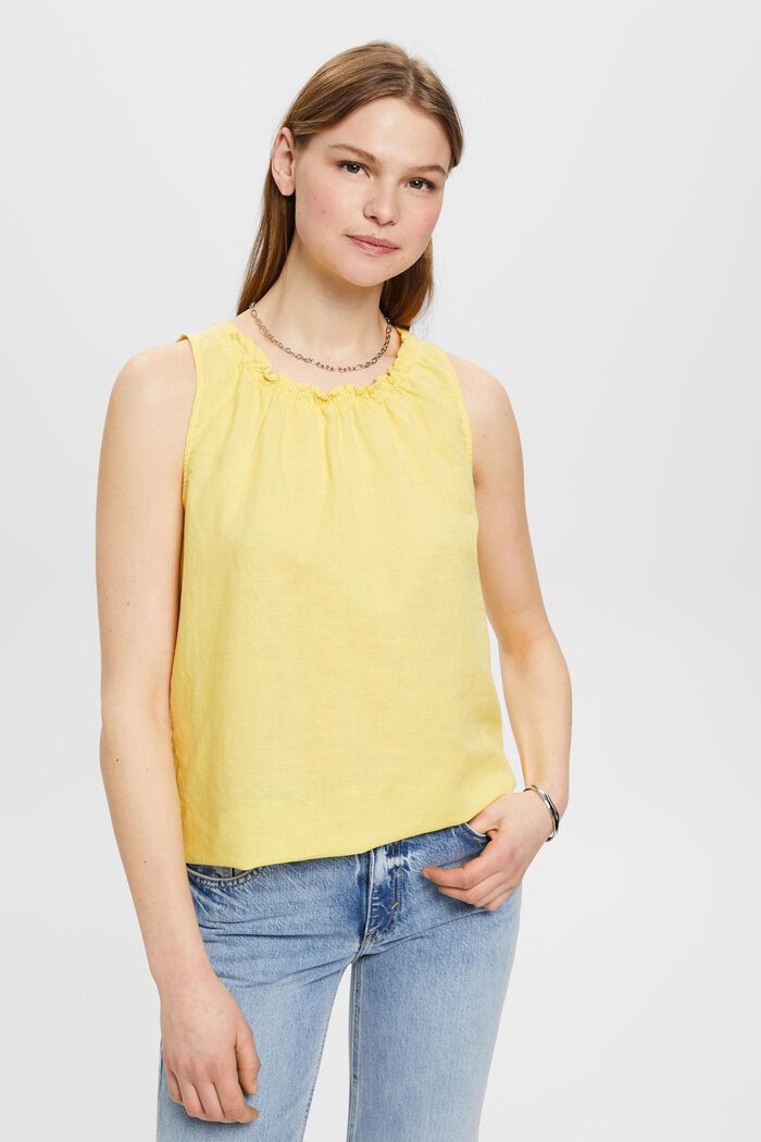 Ärmellos Bluse aus einem Leinenmix