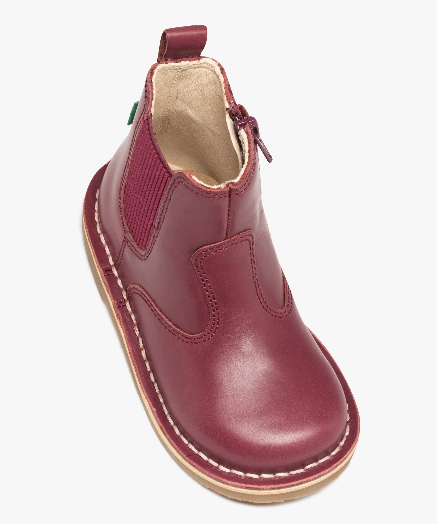 Boots bébé fille unies en cuir style Chelsea - Kickers bordeaux | GEMO