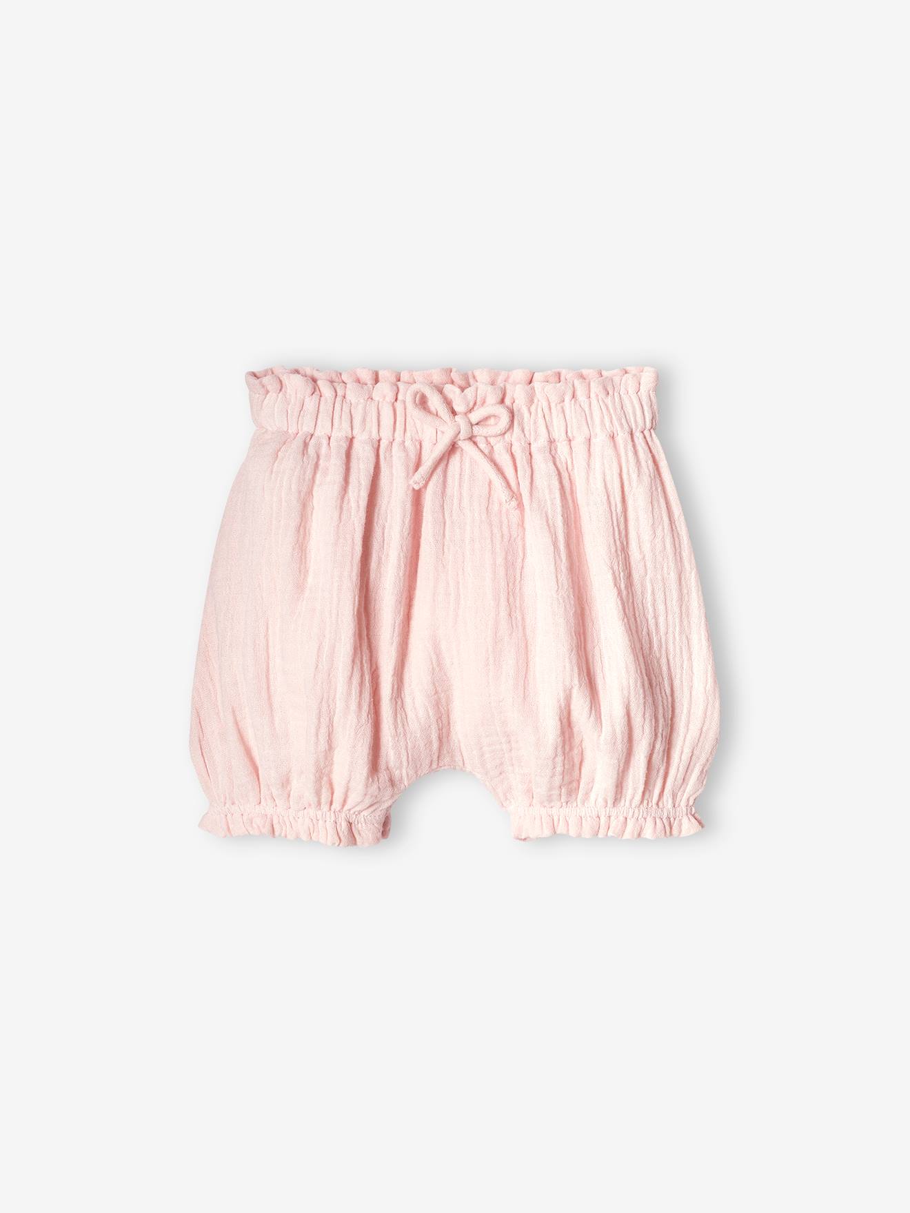 Lot de 2 bloomers bébé en gaze de coton blanc