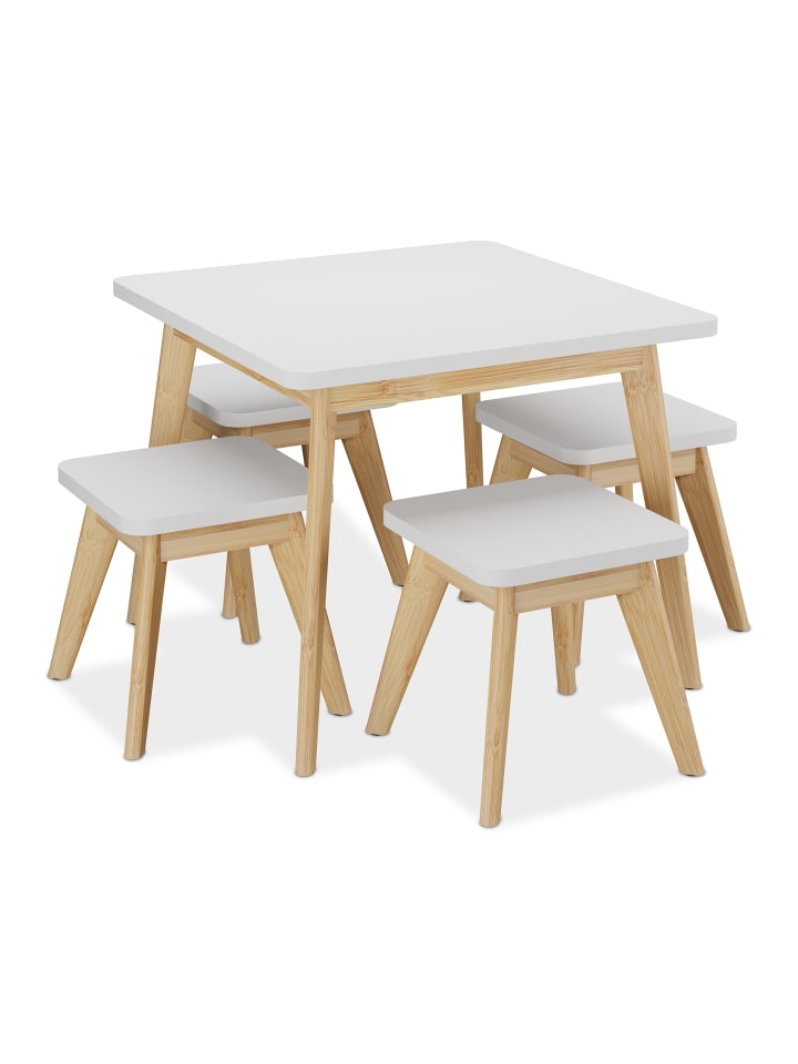 relaxdays 5-tlg. Kindersitzgruppe in Weiß/ Natur günstig kaufen onesize