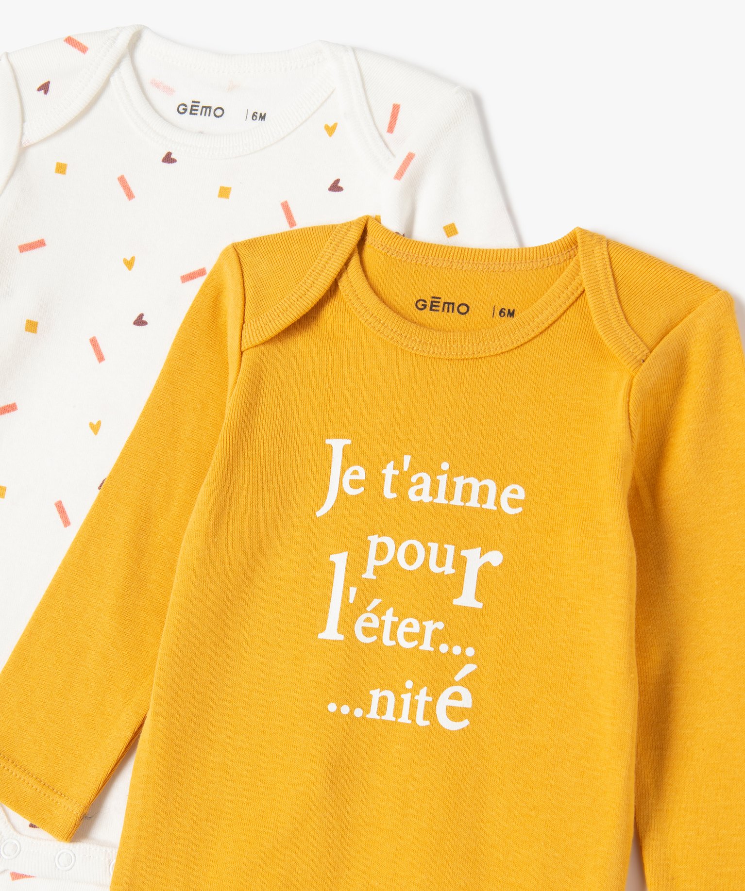 Body bébé à manches longues et motifs (lot de 2) jaune | GEMO