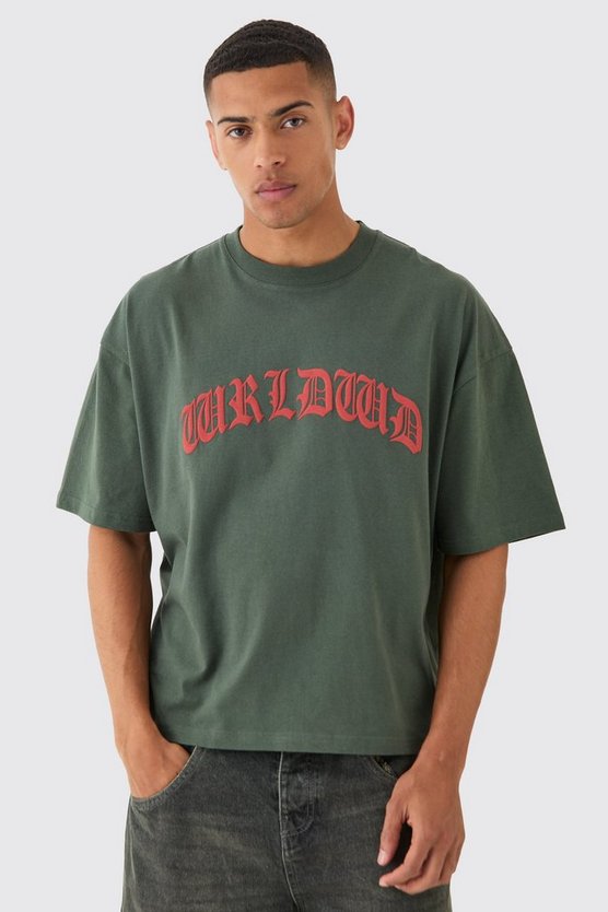 Kastiges Oversize Worldwide T-Shirt mit Kontrast-Naht