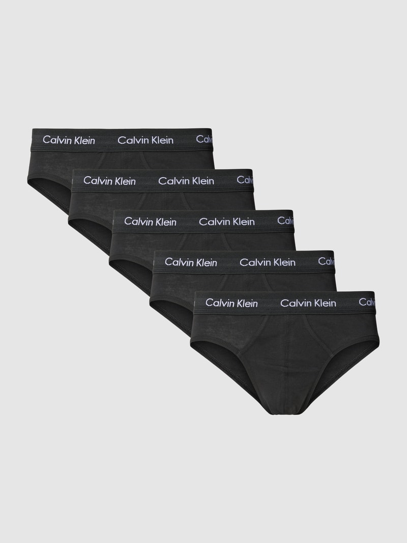 Slip mit elastischem Logo-Bund im 5er-Pack in schwarz