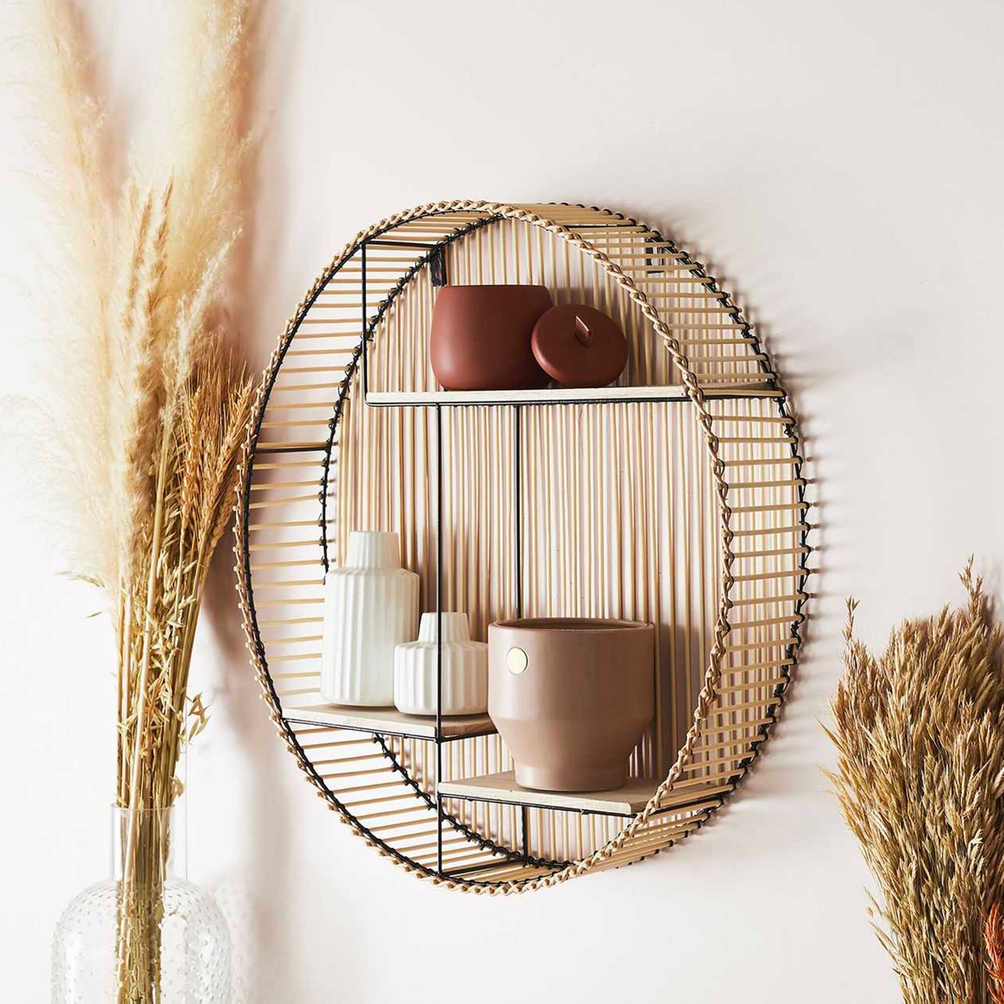 Etagère ronde métal et bois