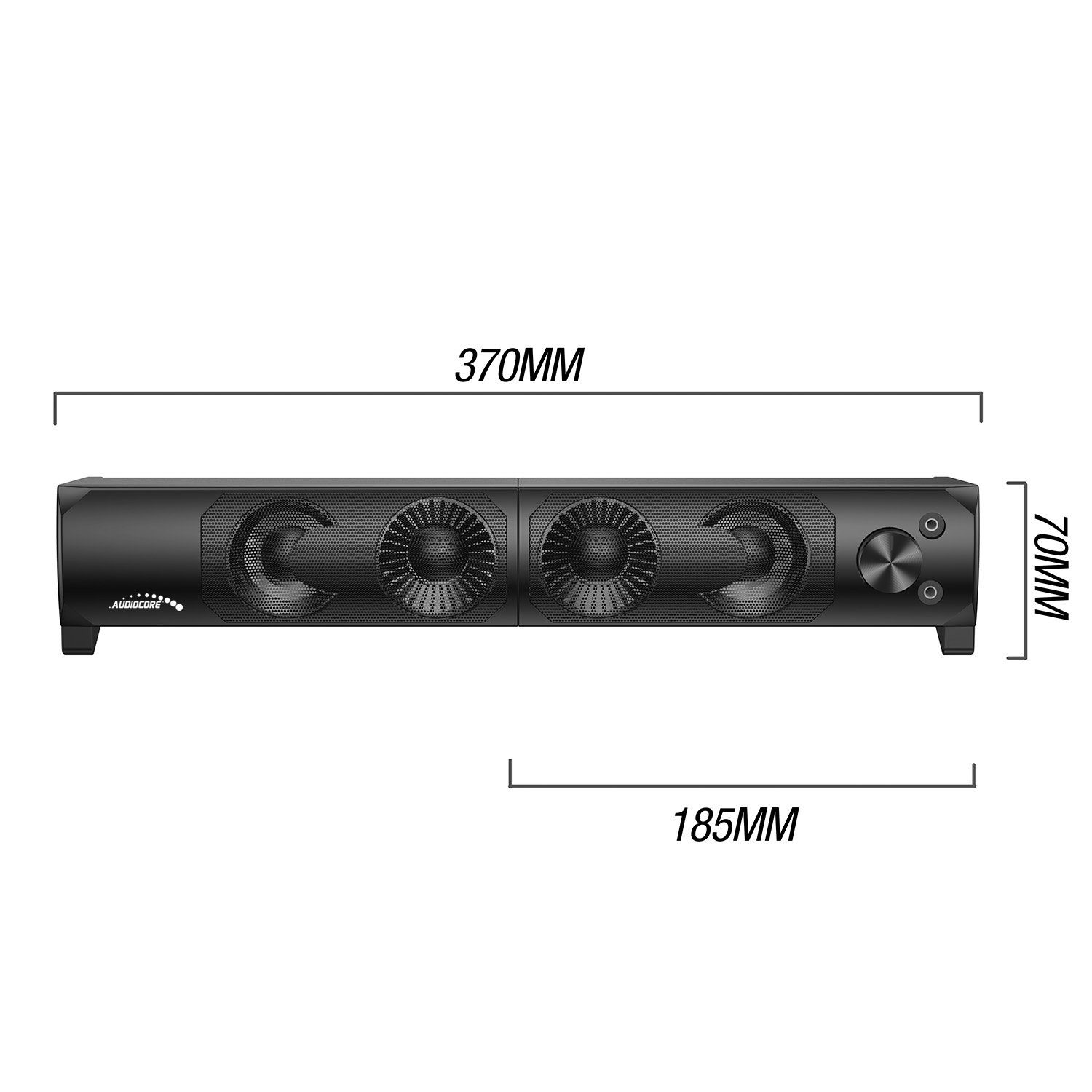 Audiocore AC955 2.0 PC-Lautsprecher (6 W, Soundbar-Funktion [Modulare Verbindung], Anschluss für AUX / Kopfhörer / Mikrofon, RGB-Bleuchtung, 6W)