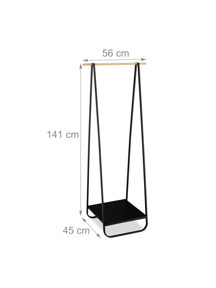 relaxdays Kleiderständer in Schwarz/ Natur - (B)56 x (H)141 x (T)45 cm günstig kaufen onesize